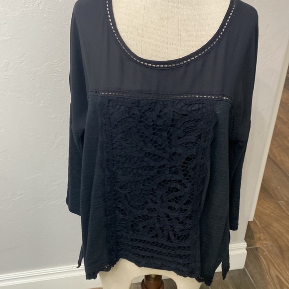 Meadow Rue Anthropologie black top size small.NWT - Picture 1 of 15
